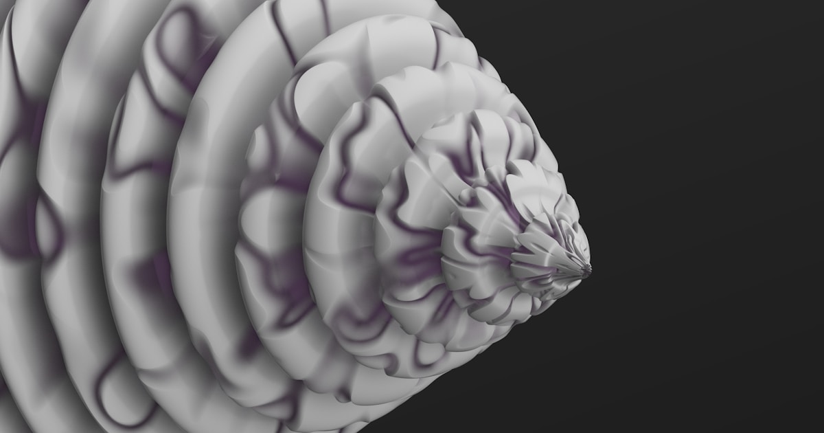 Стилизованное изображение мозга с символами памяти и концентрации