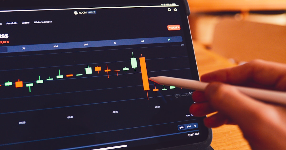 График котировок акций на экране монитора